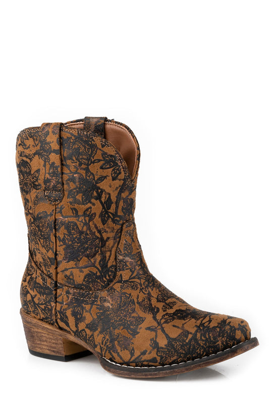Roper Womens Tan Vintage Floral Faux Leather - Roper