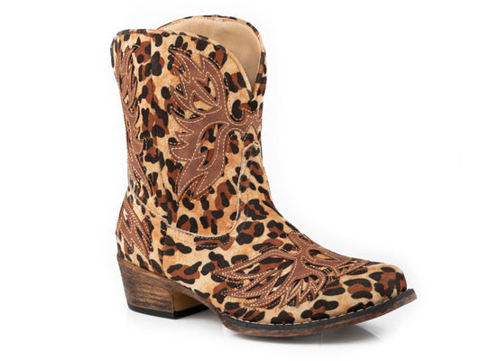 Roper Womens Leopard Fabric Faux Leather - Roper