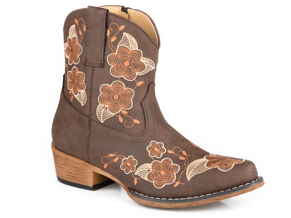 Womens Roper Brown Vintage Faux Leather Wildflower Boots