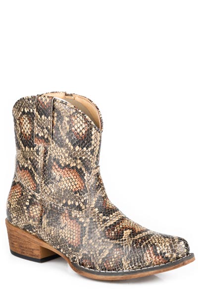Womens Roper Brown Faux Snake Leather Upper Sashay Shorty