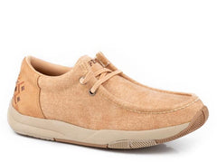 Roper Womens Tan Canvas With Faux Leather Heel - Roper