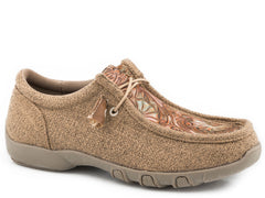 Roper Womens Tan Canvas With Embossed Floral Vamp - Roper