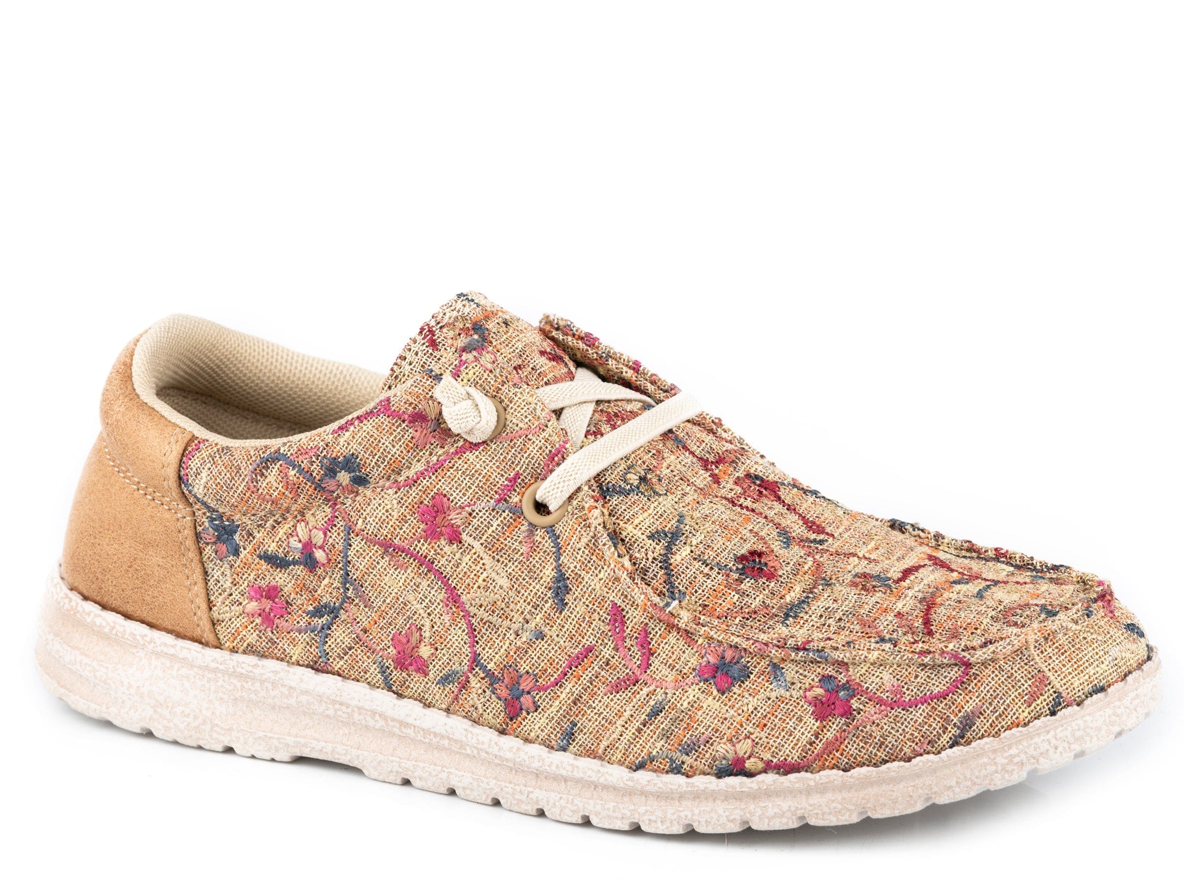 Roper Womens Tan Floral Fabric With Tan Heel - Roper