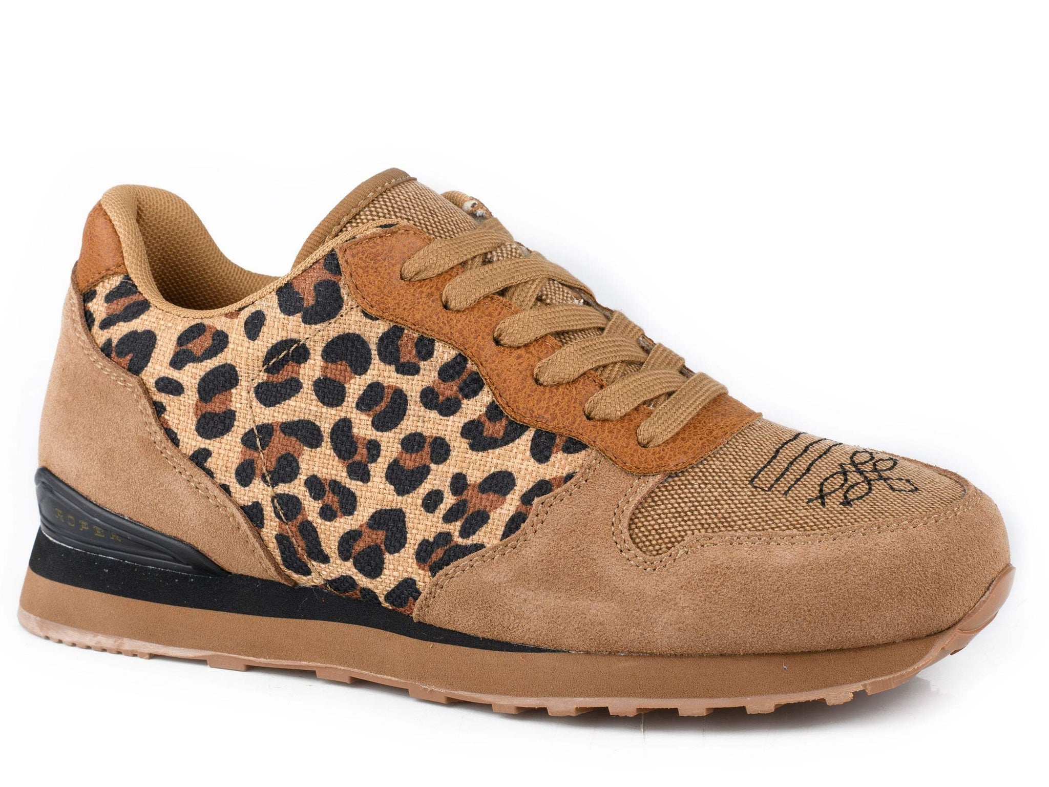 Roper Womens Tan Cow Suede And Leopard Canvas - Roper - Flyclothing LLC