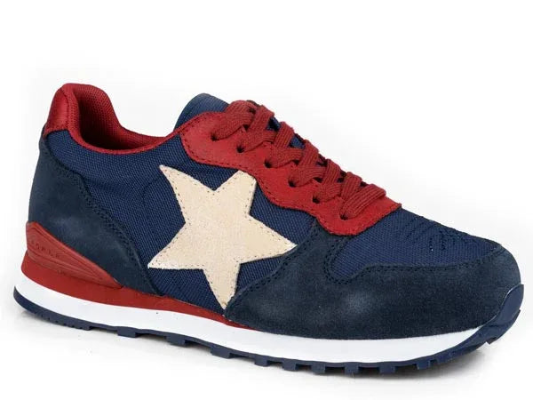 Womens Navy Cow Suede With Star Overlay - ROPER - Flyclothing LLC