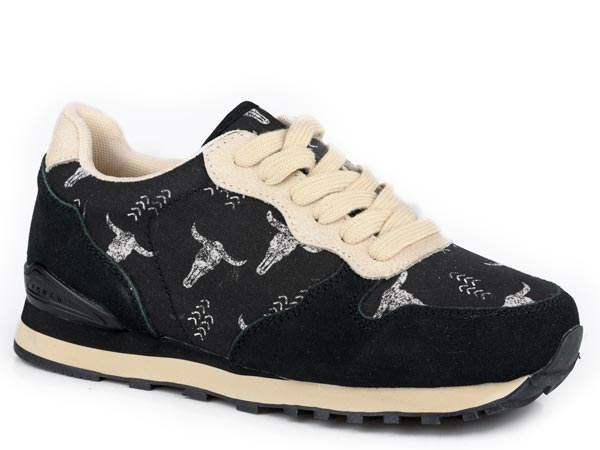 Roper Womens Black Cow Suede And Printed Canvas - Roper - Flyclothing LLC