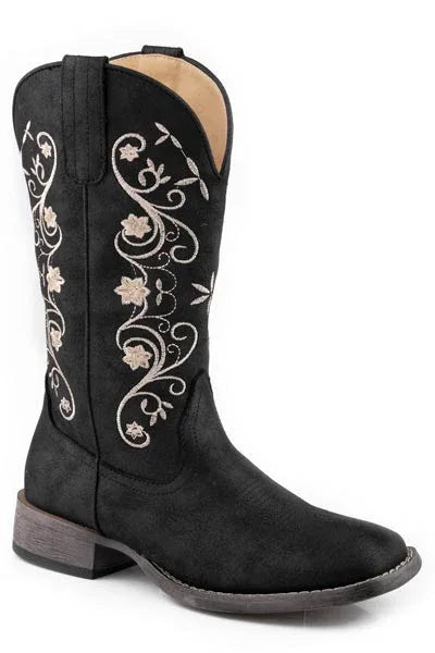 Womens Black Faux Leather Square Toe - ROPER - Flyclothing LLC