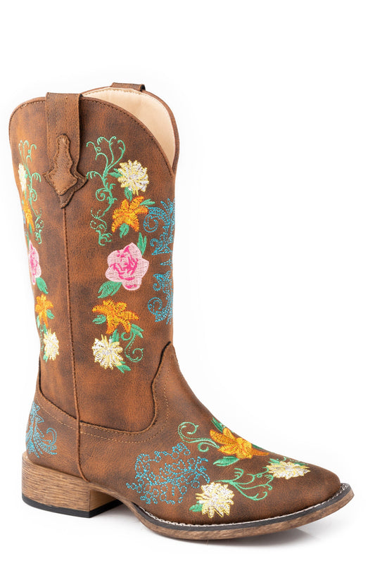 Roper Womens Cognac Faux Leather Square Toe - Roper