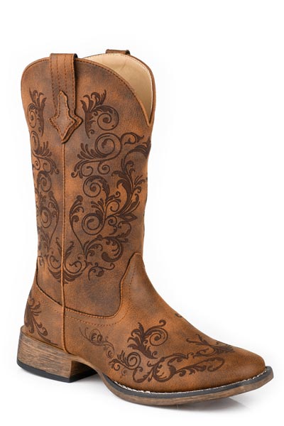 Roper Womens Cognac Faux Leather Square Toe