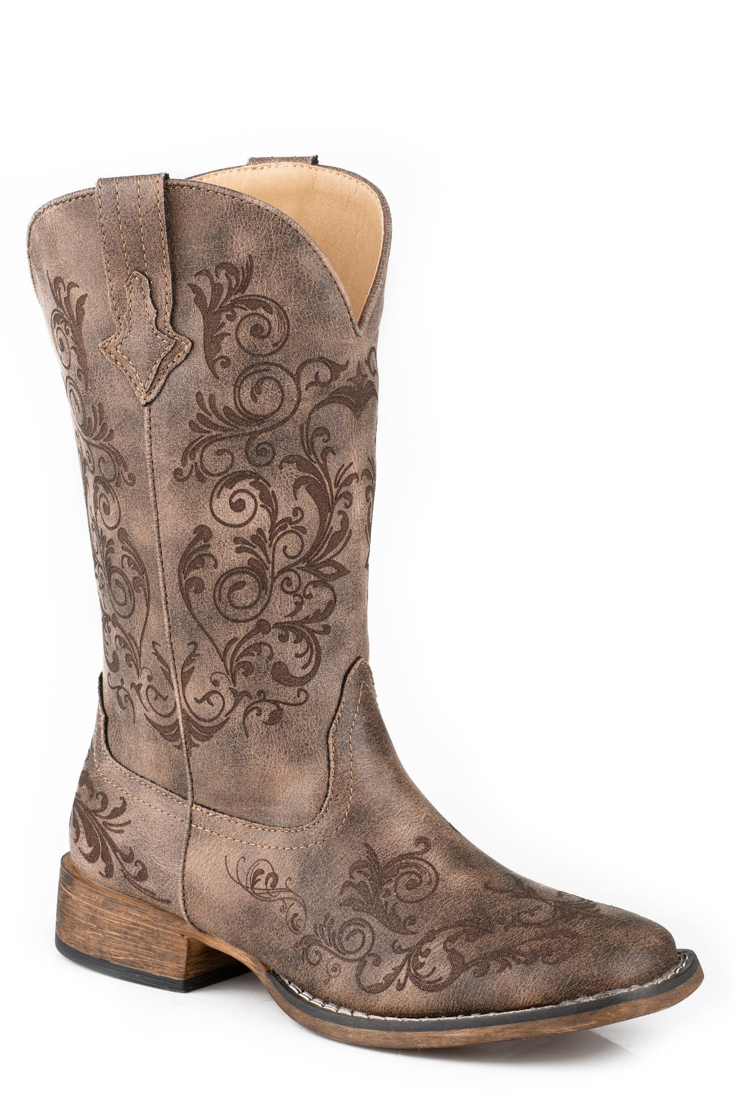 Roper Womens Brown Faux Leather Square Toe