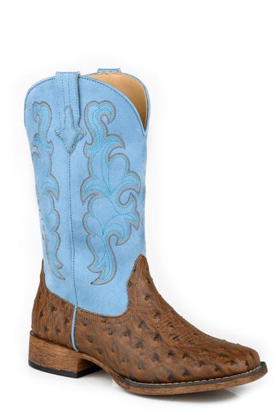 Womens Brown Faux Ostrich Leather Vamp - ROPER - Flyclothing LLC