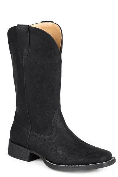 Womens Roper Black Faux Leather Riley Square Boots - ROPER - Flyclothing LLC