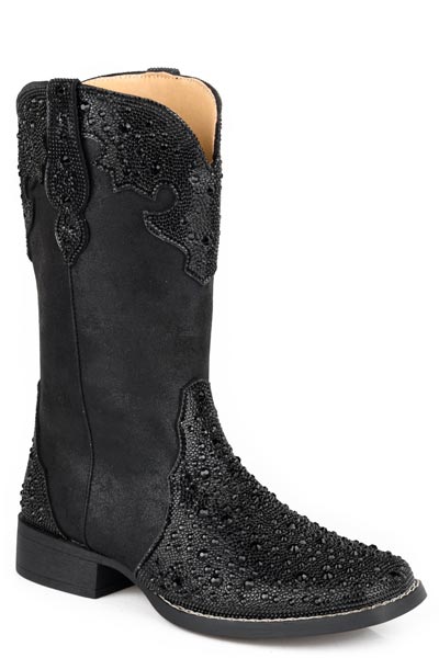 Womens Roper Black Faux Leather Starlit Boots
