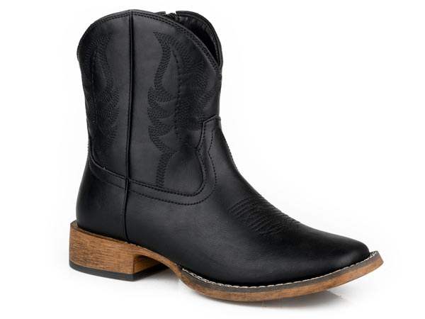 Roper Womens Black Smooth Faux Leather Square Toe - Roper - Flyclothing LLC