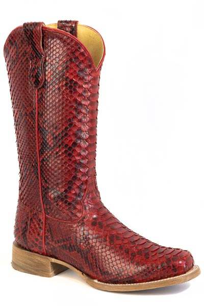 Womens Red Python Vamp And Shaft - Roper - Flyclothing LLC
