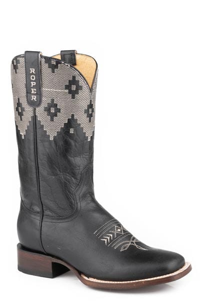 Roper Womens Waxy Black Leather Vamp And Shaft - Roper