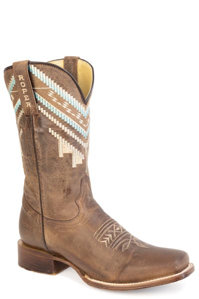 Womens Roper Burnish Tan Goat Vamp And Shaft Cowgirl Tough Boots