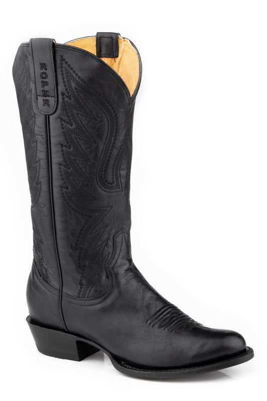 Roper Womens Waxy Black Leather Vamp And Shaft - Roper - Flyclothing LLC