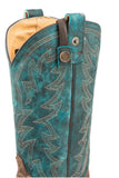 Roper Womens Concealed Carry Leather Cowboy Boot Vintage Brown Vamp With Embroidered Turquoise Upper - Roper