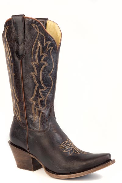 Womens Roper Waxy Dark Brown Leather Vamp  Shaft Callie - Snip Boots