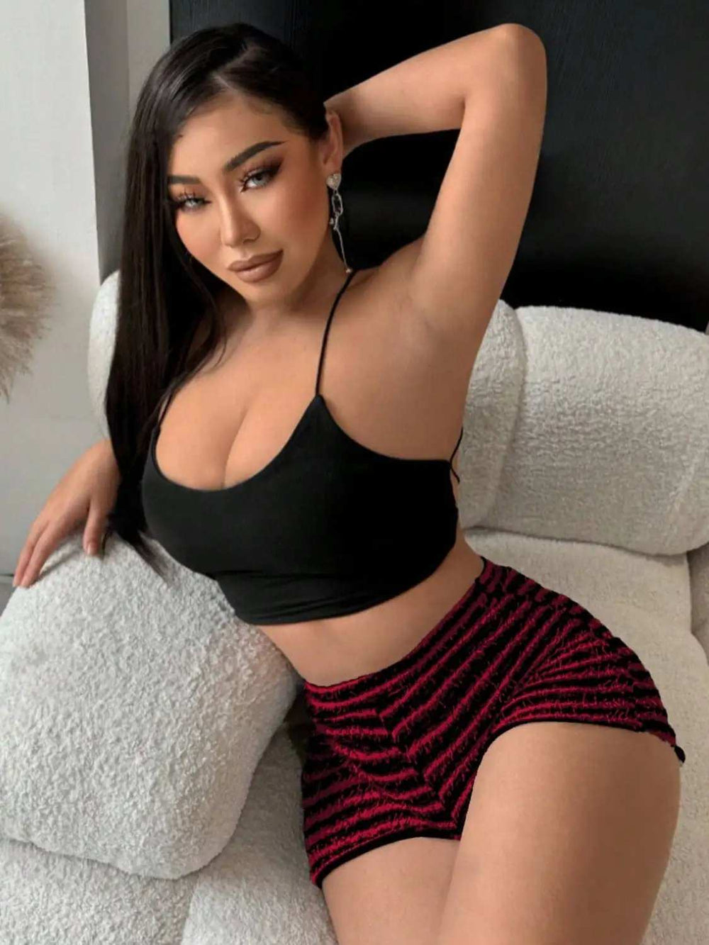 Striped High Waist Shorts - Trendsi - Flyclothing LLC