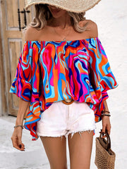 Printed Off-Shoulder Blouse - Trendsi