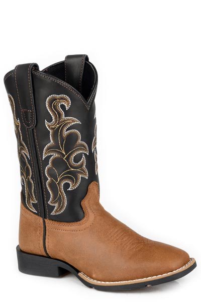 Boys Roper Tan Burnished Leather Vamp Gabriel Boots