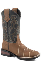 Roper Big Boys Brown Leather Vamp With Black Shaft - Roper