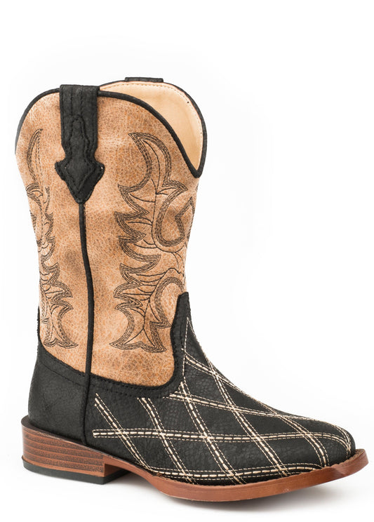 Roper Big Boys Black Vamp Tan Upper - Roper