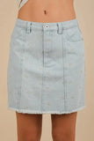 VERY J Bow Printed Casual Denim Mini Skirt - Trendsi
