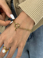 18K Gold-Plated Stainless Steel Letter L Bracelet - Trendsi