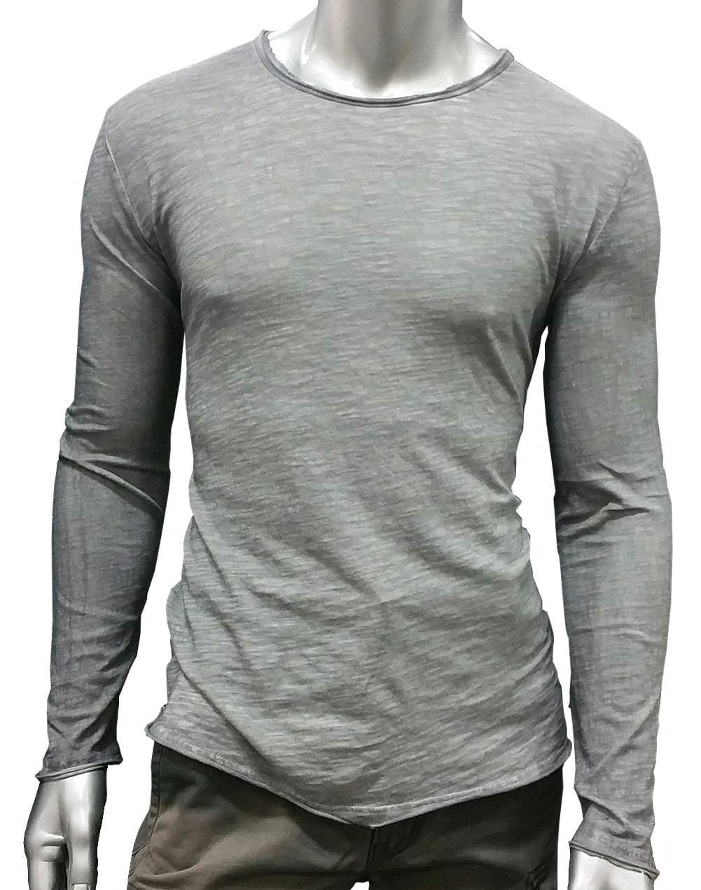 Frayed Silver Long Sleeve Crew Shirt - Anonymous - Flyclothing LLC