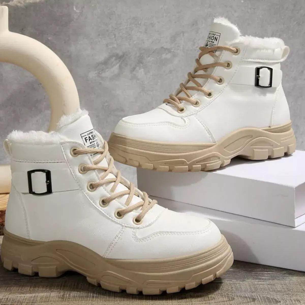 Warm Lined Ankle Boots with Buckle Detail - Trendsi - Flyclothing LLC