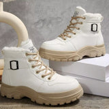 Warm Lined Ankle Boots with Buckle Detail - Trendsi - Flyclothing LLC