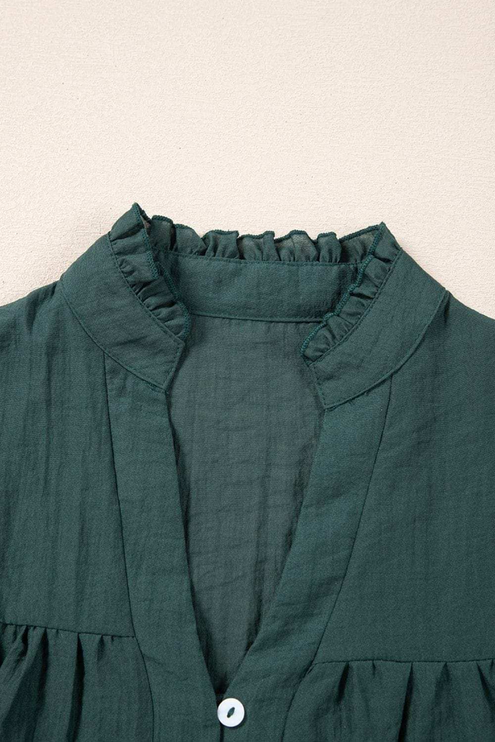 Frilled Notched Ruffled Cap Sleeve Blouse - Trendsi - Flyclothing LLC