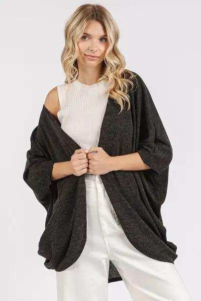 Mittoshop Open Front Batwing Sleeve Cardigan - Trendsi - Flyclothing LLC