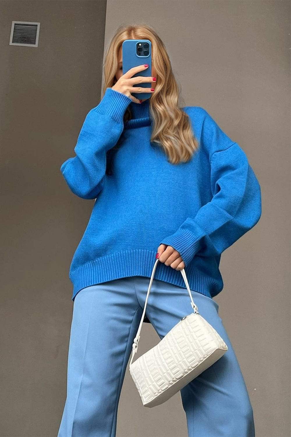 Basic Bae Turtleneck Dropped Shoulder Long Sleeve Sweater - Trendsi - Flyclothing LLC
