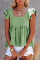 Full Size Ruffled Square Neck Cap Sleeve Blouse - Trendsi - Flyclothing LLC