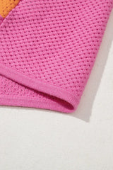 Color Block Eyelet Casual Knit Top - Trendsi - Flyclothing LLC