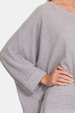 Zenana Waffle Knit V-Neck Long Sleeve Slit Top - Trendsi - Flyclothing LLC