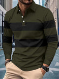 Men's Full Size Collared Contrast Striped Polo Plus Size - Trendsi - Flyclothing LLC