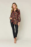 Double Take Full Size Printed Button Up Long Sleeve Shirt - Trendsi - Flyclothing LLC