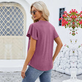 V-Neck Flutter Sleeve T-Shirt - Trendsi - Flyclothing LLC