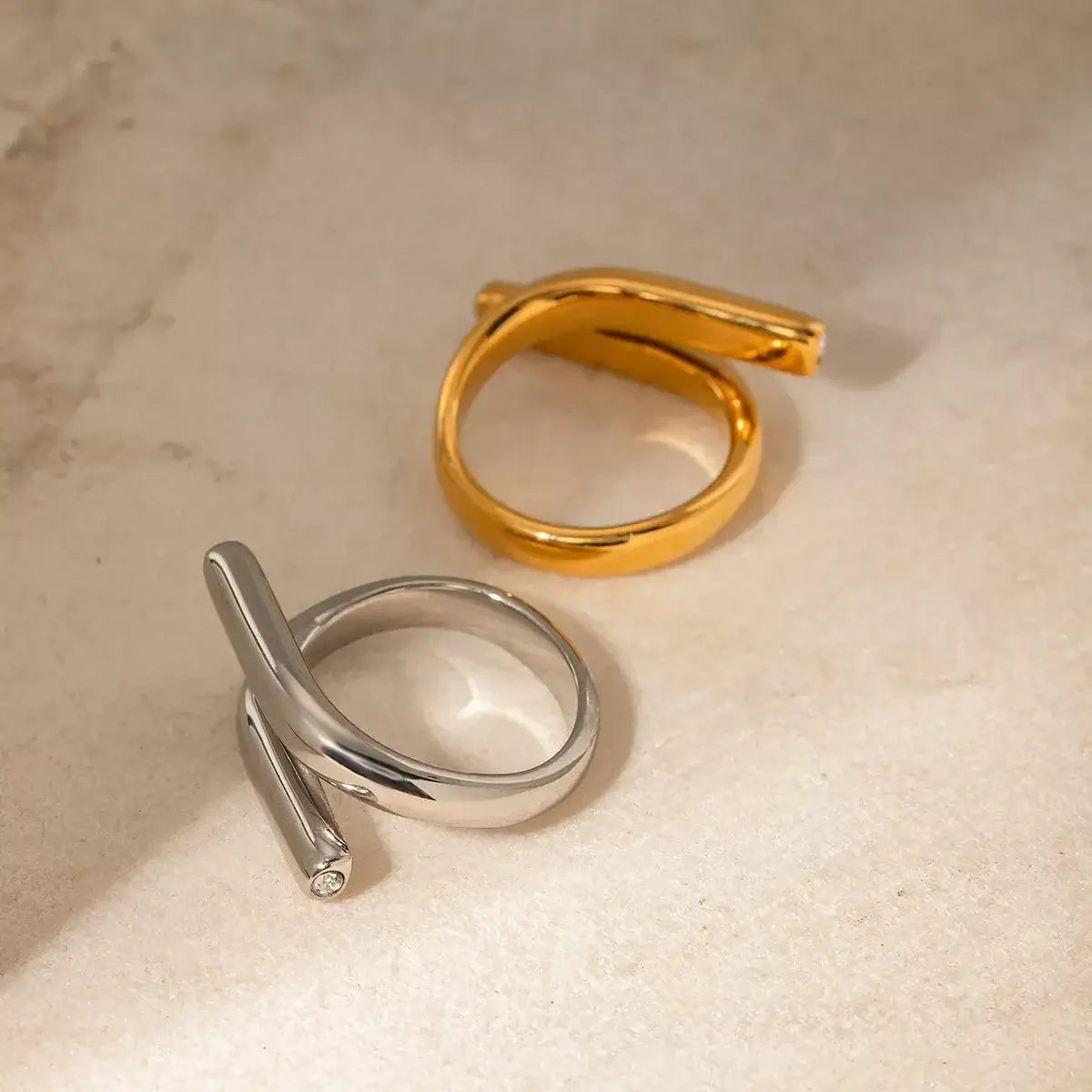 Stainless Steel Bypass Ring - Trendsi - Flyclothing LLC