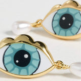 Stainless Steel Blue-eyed Pearl Earrings - My Store - Flyclothing LLC