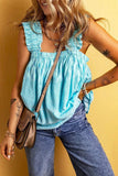 Printed Ruffled Wide Straps Tank - Trendsi - Flyclothing LLC