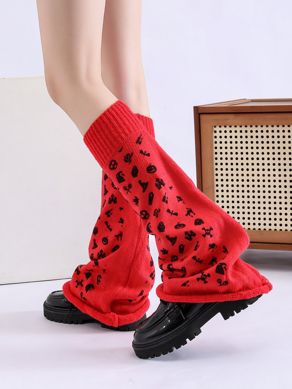 Women Girls Neon Halloween Print Knit Flared Leg Warmers Slouch Socks For Party Clubwear - My Store - Flyclothing LLC
