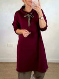 Full Size Casual Drawstring Hooded Sweatshirt Dress Plus Size - Trendsi - Flyclothing LLC