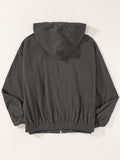 Drawstring Zip Up Long Sleeve Hooded Jacket - Trendsi - Flyclothing LLC