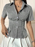 Button Down Short Sleeve Shirt - Trendsi - Flyclothing LLC